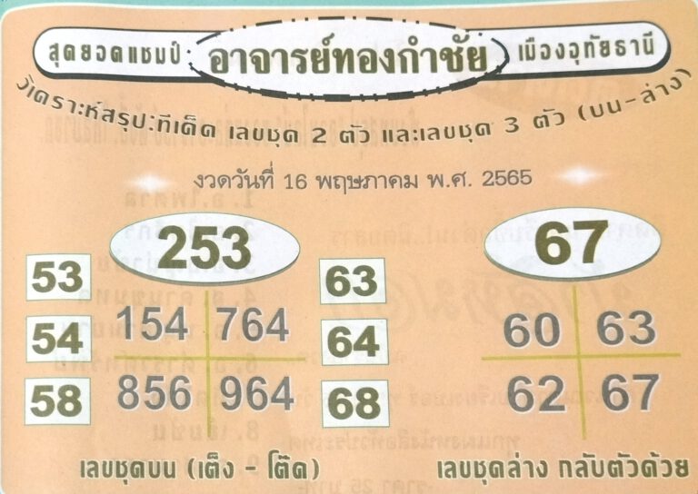 หวยทองกำชัย 16/5/65