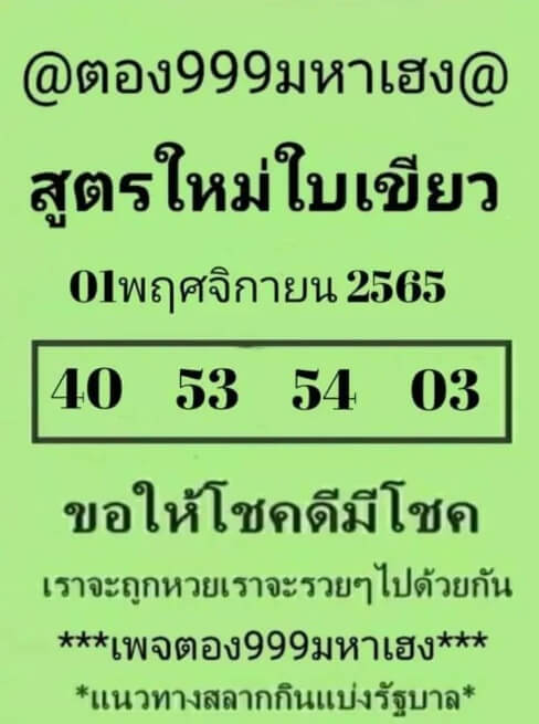 เว็บ แทงหวย หวยใบเขียว 1/11/65