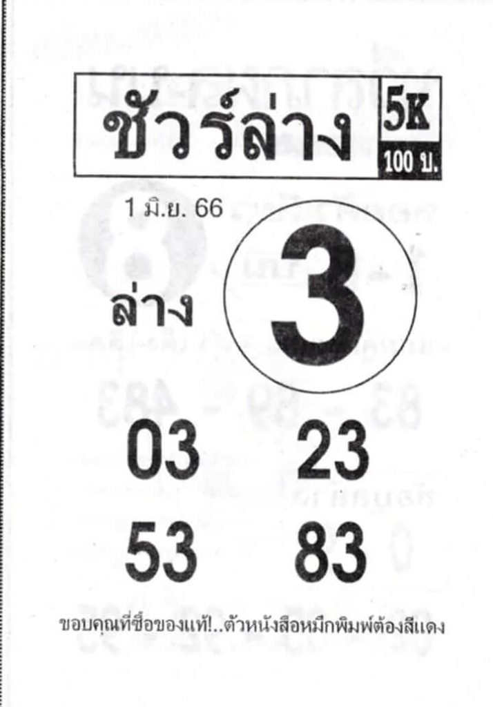 เลขเด็ดชัวร์ล่าง 1/6/66