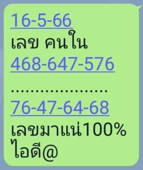 หวยออนไลน์ เลขคนใน 16/5/66