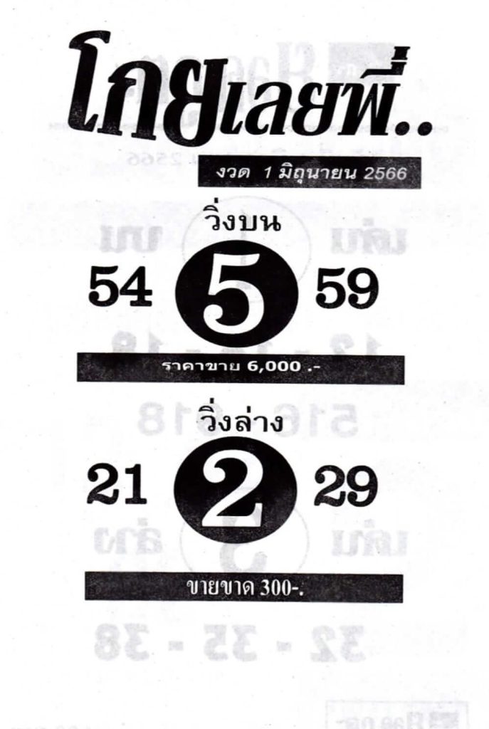 เลขหวยโกยเลยพี่ 1-6-66