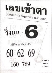 หวยเลขเข้าตา 16/5/66