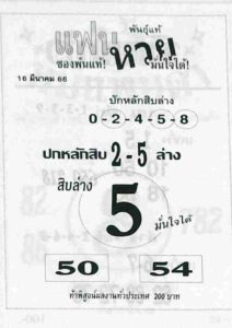 เลขเด็ดแฟนหวยมั่นใจได้ 1/6/66