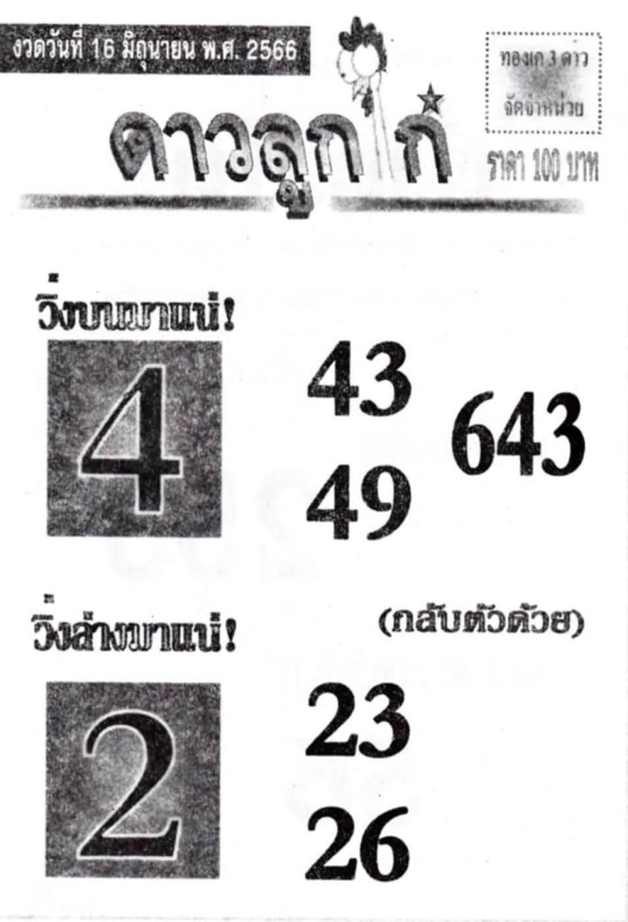มาแรงหวยดาวลูกไก่ 16-6-66
