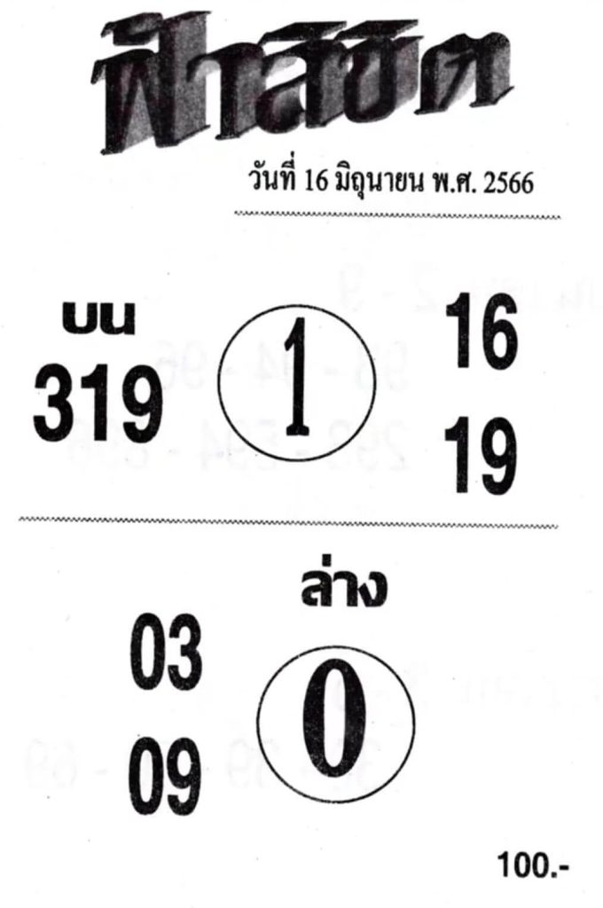 สุดยอดหวยฟ้าลิขิต 16-6-66