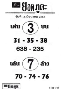 สุดยอดหวยยอดภูตะ 16-6-66