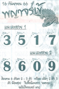 หวยไทย พญาจรเข้ 16/9/66